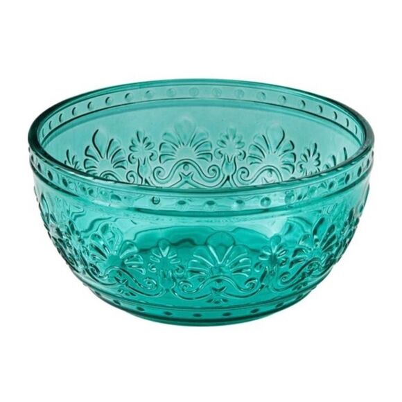 🦋 New Pioneer Woman Cassie Teal Glass Dinnerware, Set of 12 Pieces - Picture 7 of 9